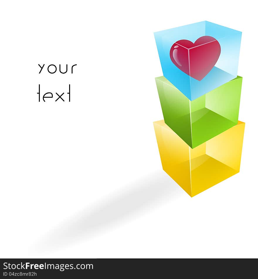 Vector illustration of color glass cubes on white background