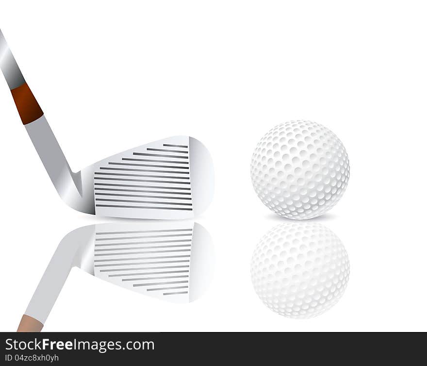 Vector illustration of a golf ball and a golf club. Vector illustration of a golf ball and a golf club