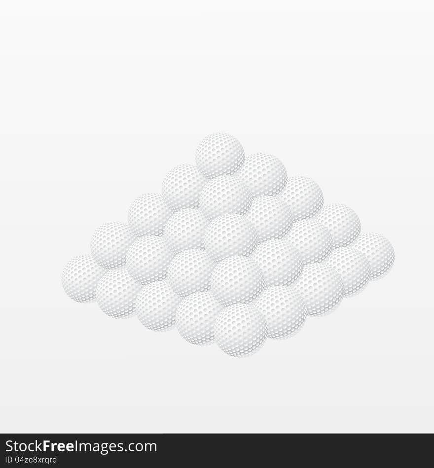 Golf balls made a pyramid