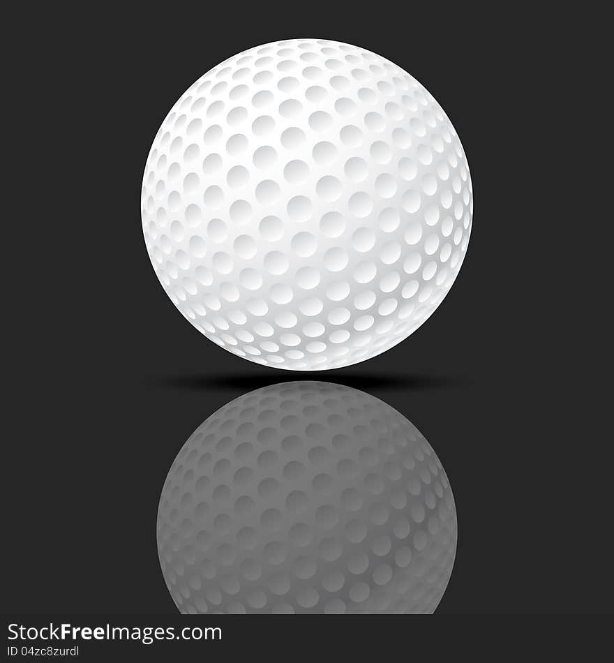 Vector illustration of a golf ball on black background