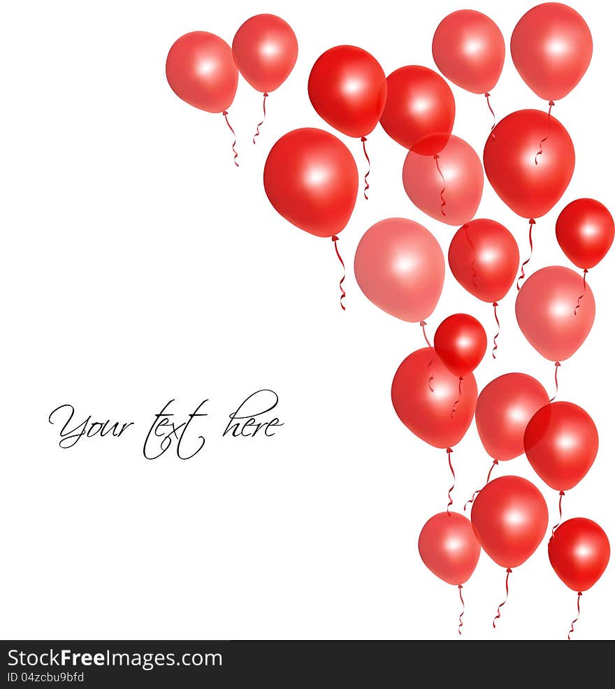 Vector illustration of red glossy balloons on white background. Vector illustration of red glossy balloons on white background