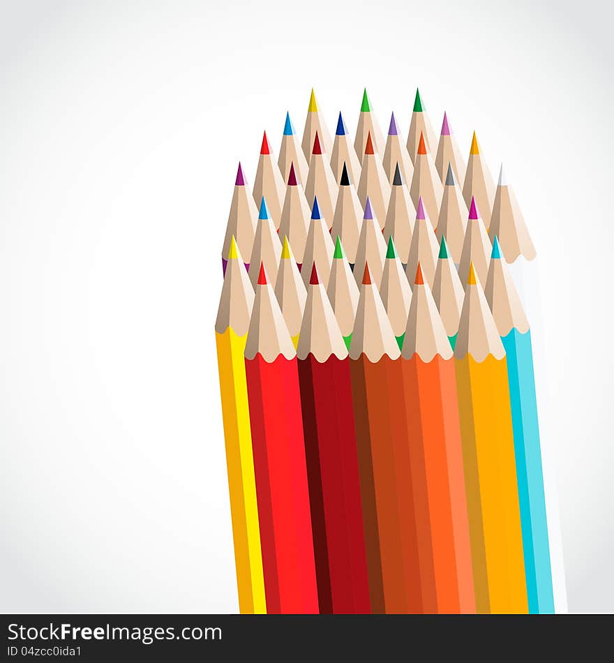 Realistic vector pencils set  on white background. Realistic vector pencils set  on white background