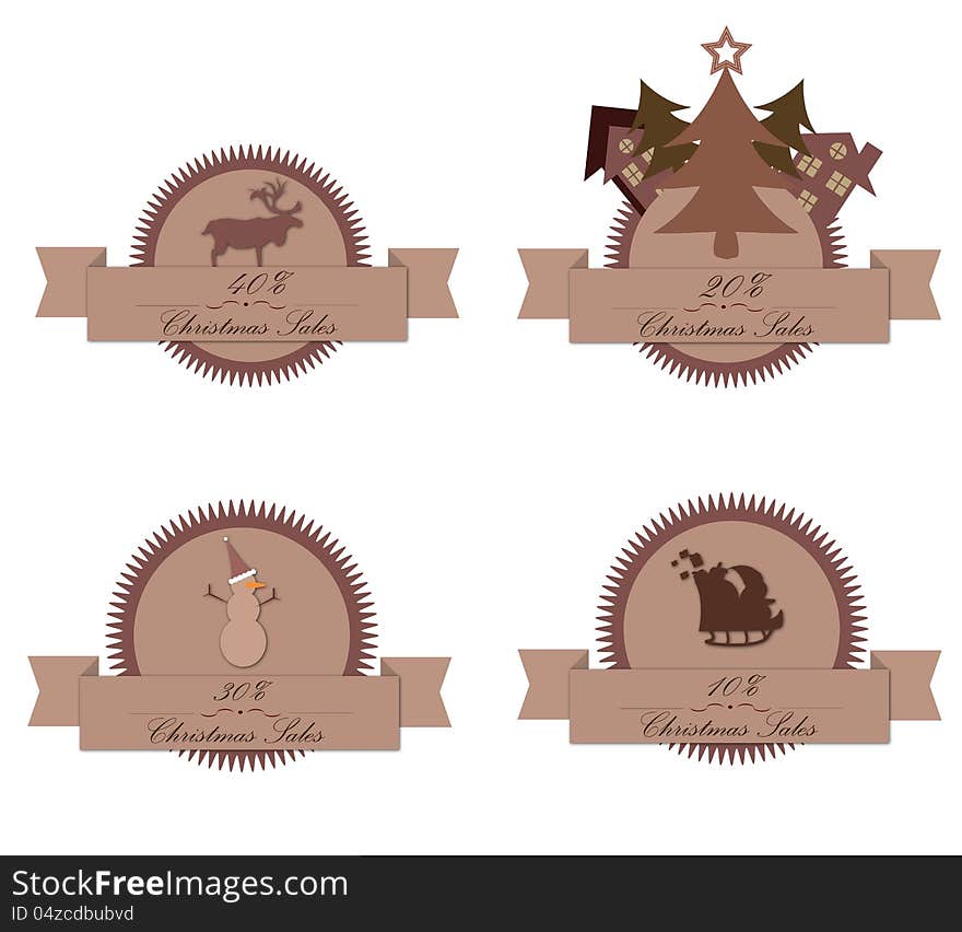 Christmas Sales Banner Vintages Styles in Graphic Vector