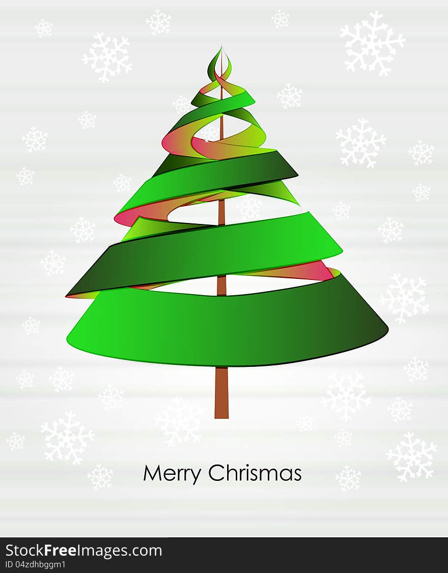 Green Triangle Tree Design With Snowfall