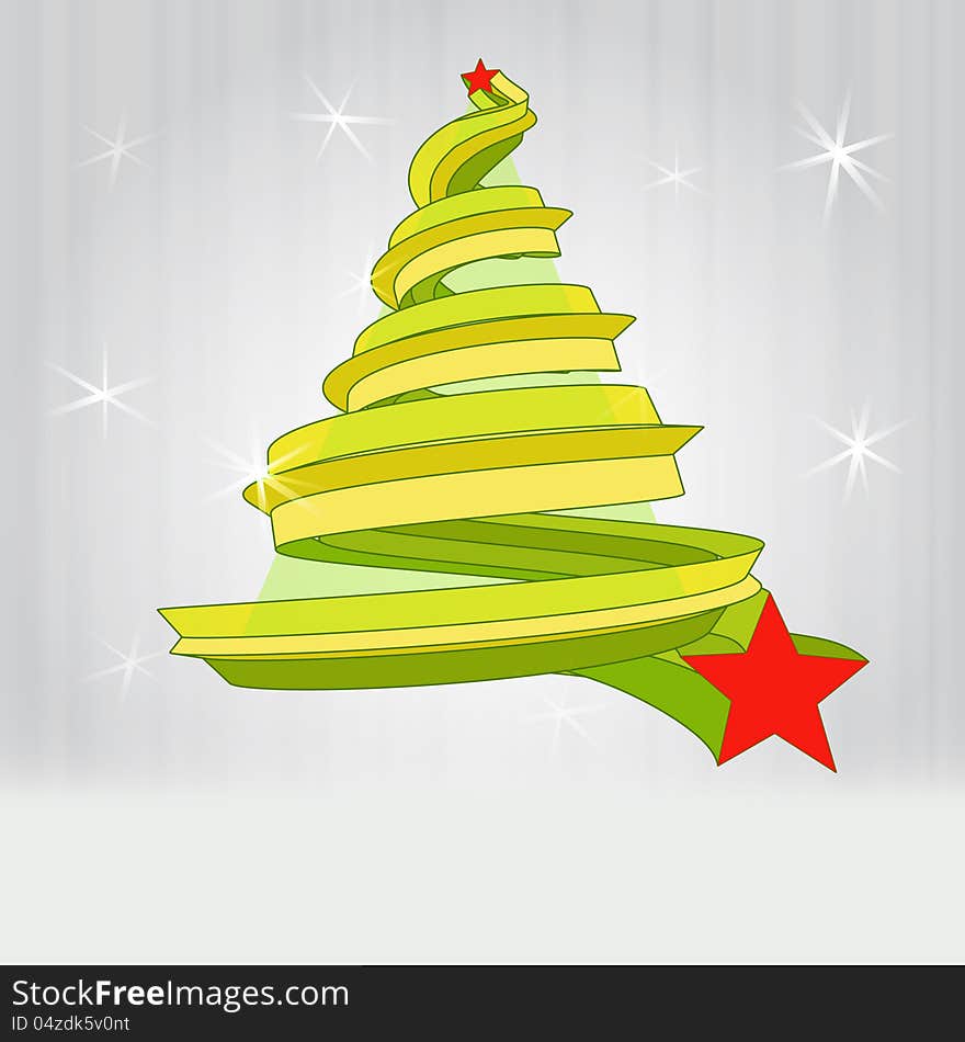 Gold yellow christmas tree design with glittering background vector. Gold yellow christmas tree design with glittering background vector