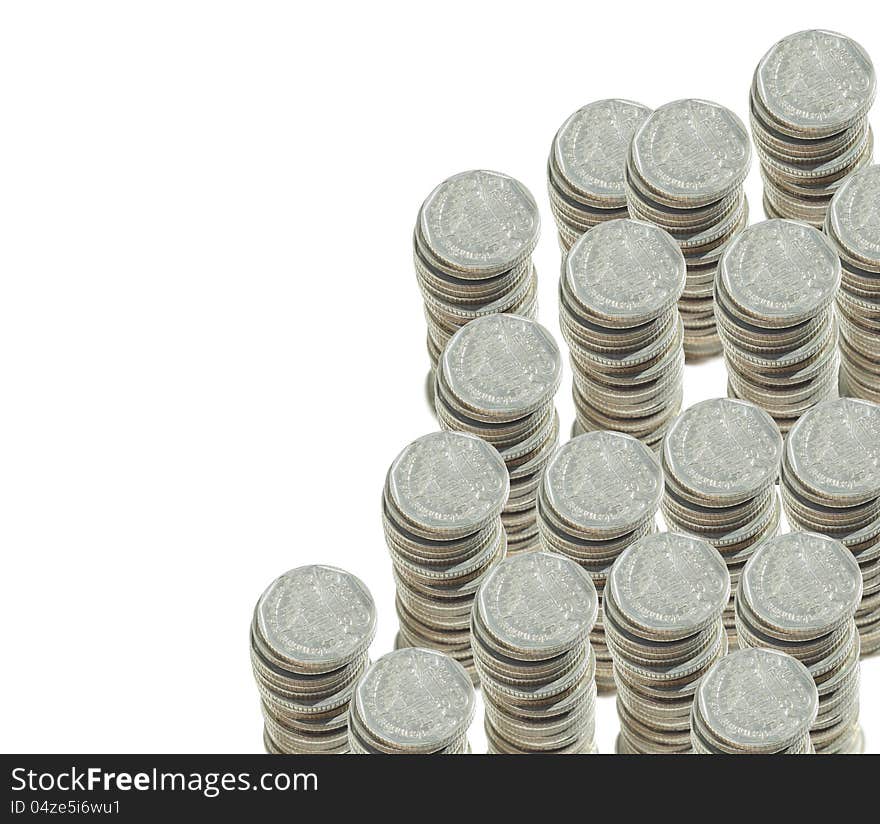 Thai Coins pile isolated.