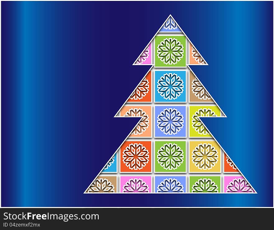 Christmas or winter background pastel snowflakes bounded contour tree