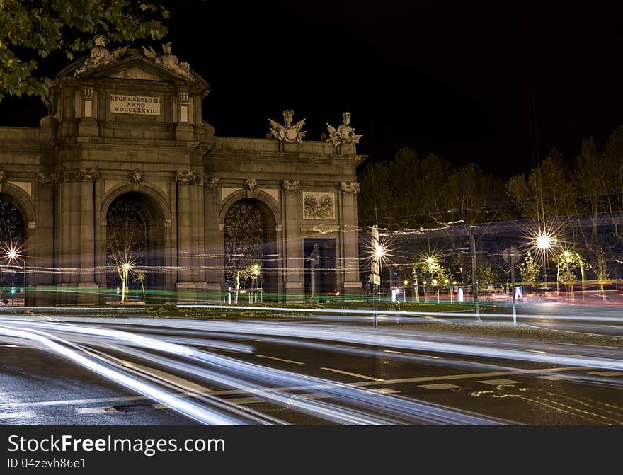 The City street night illuminated. The City street night illuminated