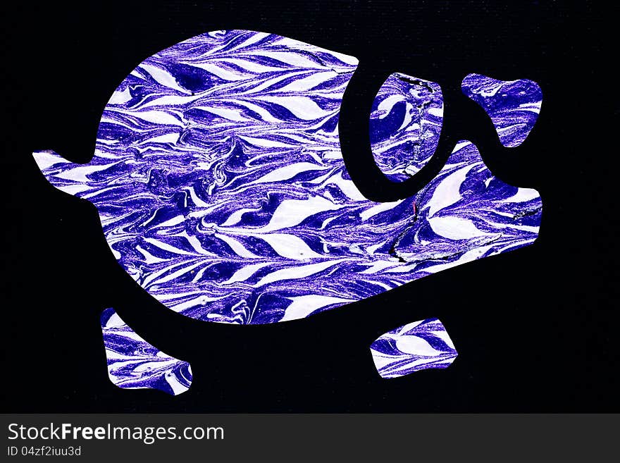 The outlines of symbolized pig filled with an abstract artwork in blue and white, using paints which contain glittering elements. At least in Europe a pig is a symbol for luck, so it is used very often for good wishes for the new year. The outlines of symbolized pig filled with an abstract artwork in blue and white, using paints which contain glittering elements. At least in Europe a pig is a symbol for luck, so it is used very often for good wishes for the new year