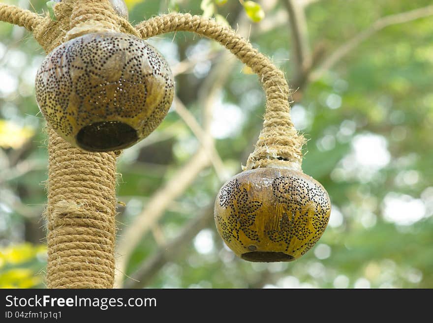 Handmade coconut shell.