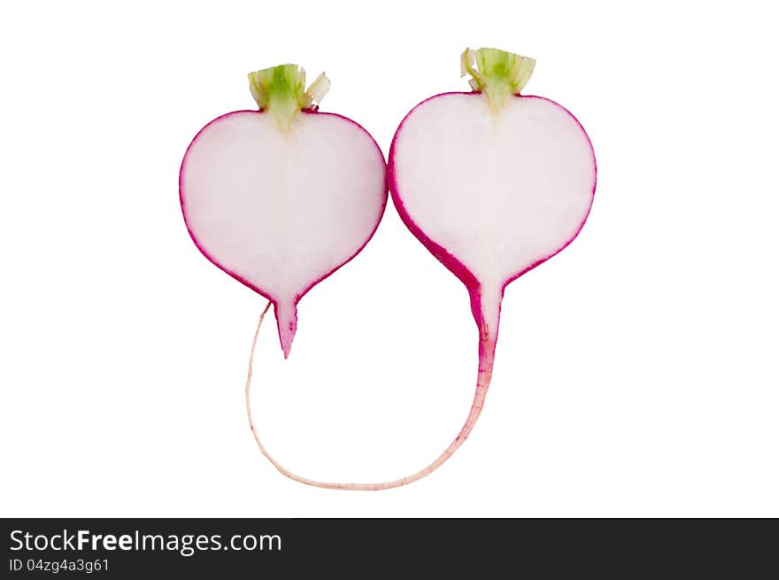 Two halves of radish