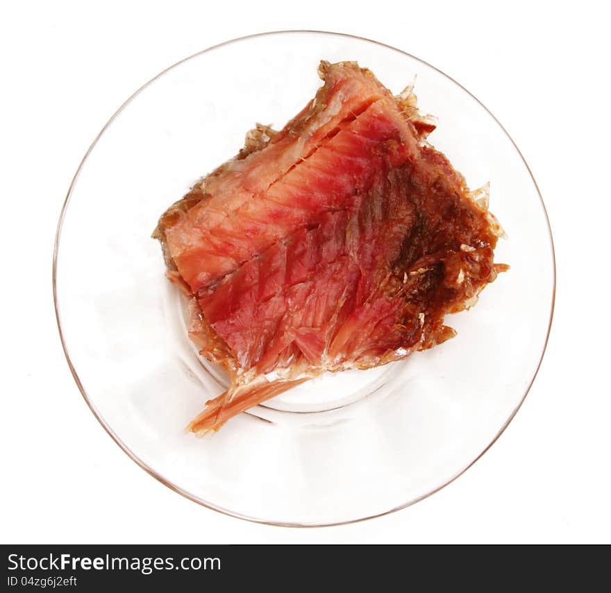 Salty dried Fillets of red fish isolated on white. Salty dried Fillets of red fish isolated on white