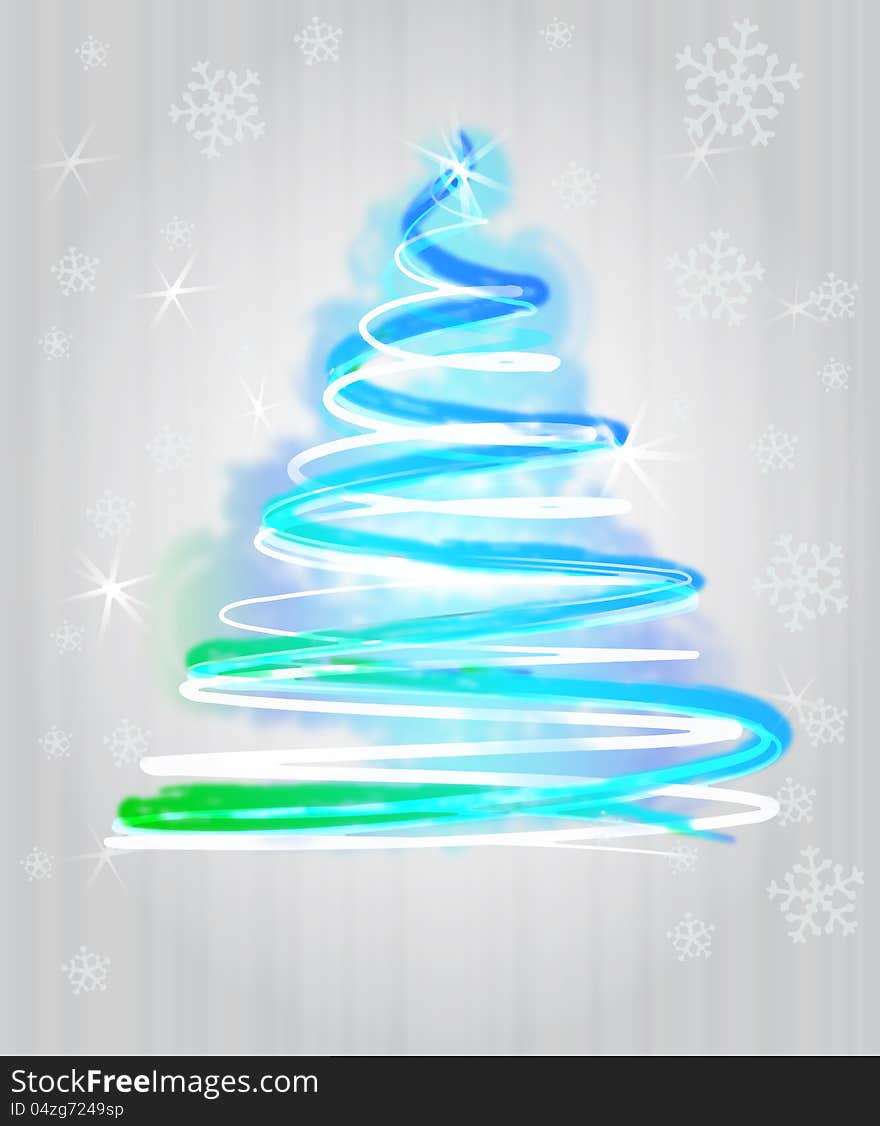 Light Blue Tree Flare Concept In Snowfall