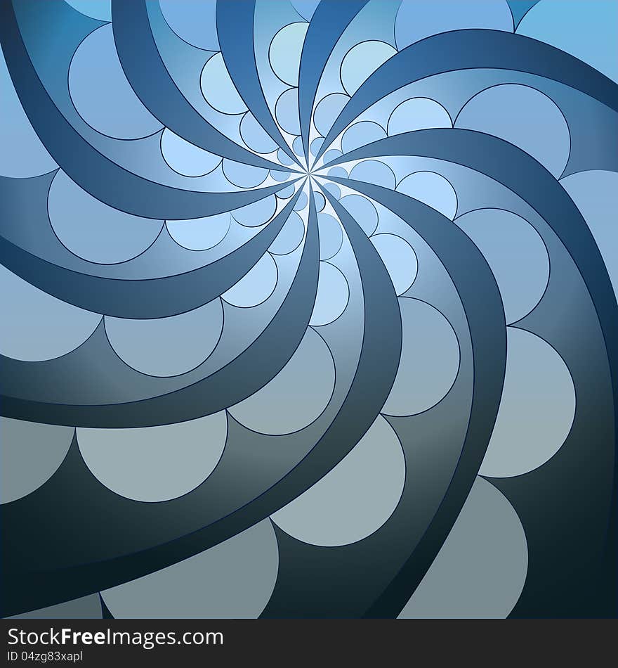 Abstract symmetric blue swirl blossom shape vector
