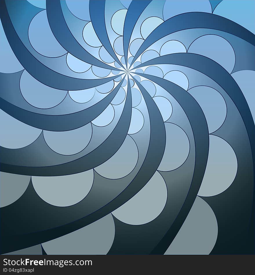 Abstract Symmetric Blue Swirl Blossom Shape