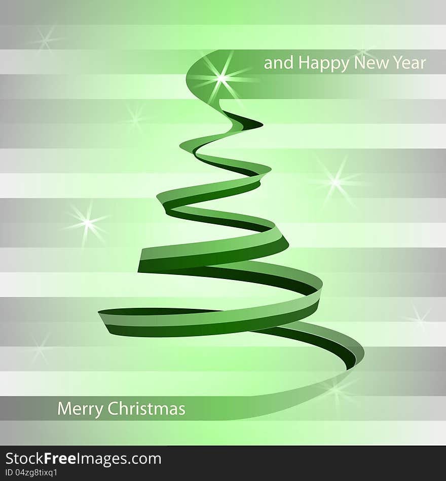 Christmas green alighted tree swirl on grey