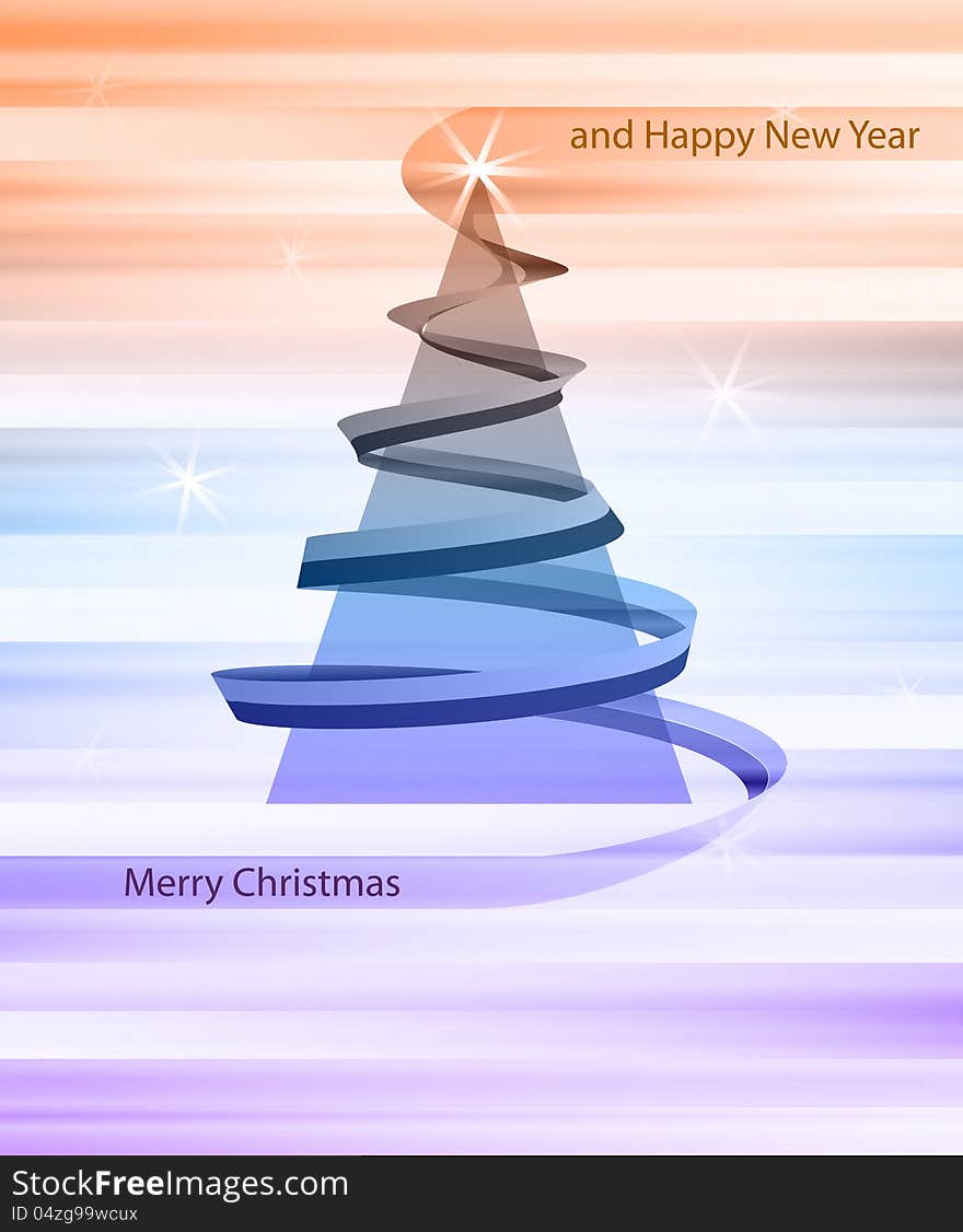 Christmas tree triangle with swirl on colorful blurred background vector. Christmas tree triangle with swirl on colorful blurred background vector