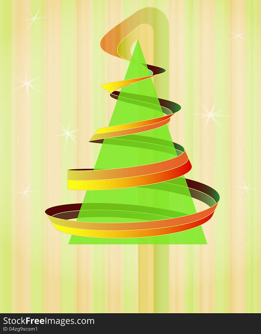 Tree Triangle With Swirl On Vertical Background