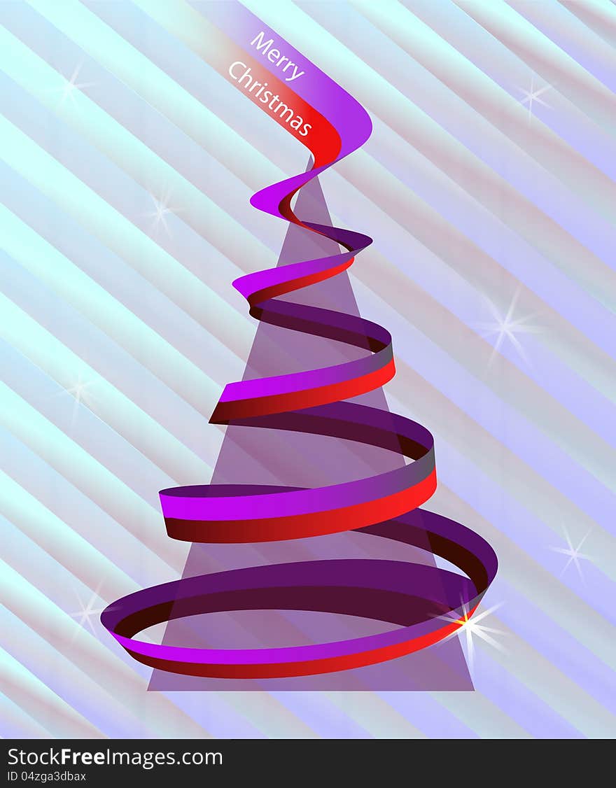 Christmas tree triangle with swirl on diagonal background