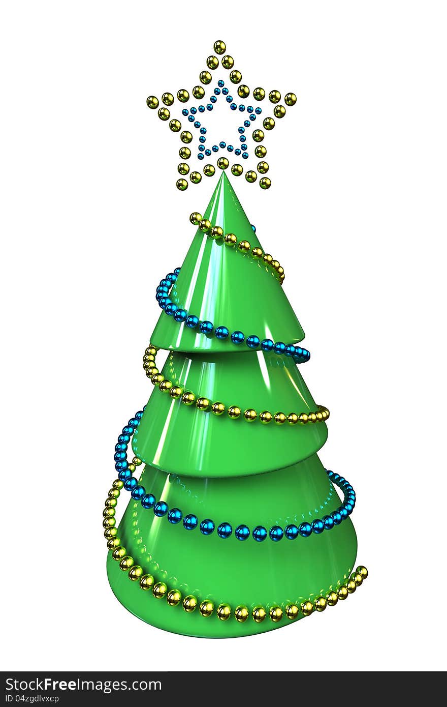 Christmas tree with garlands isolated on white. Christmas tree with garlands isolated on white