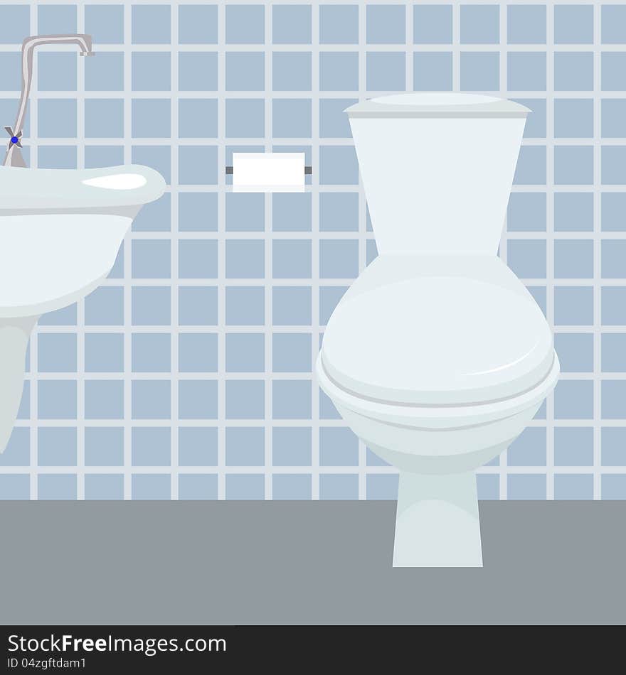 Vector illustration of Toilet with sink