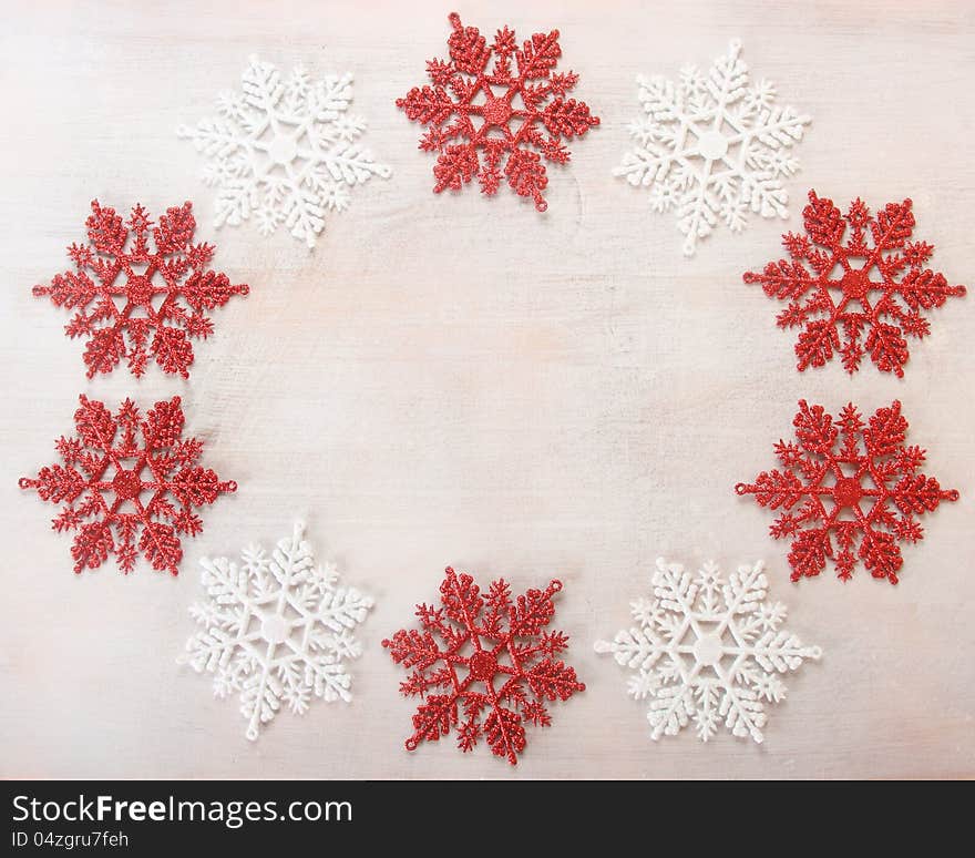 Christmas Decoration Over White Wooden Background