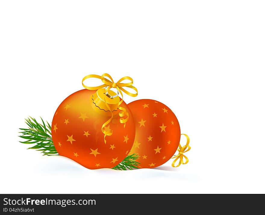 Vector background with christmas balls in the snow