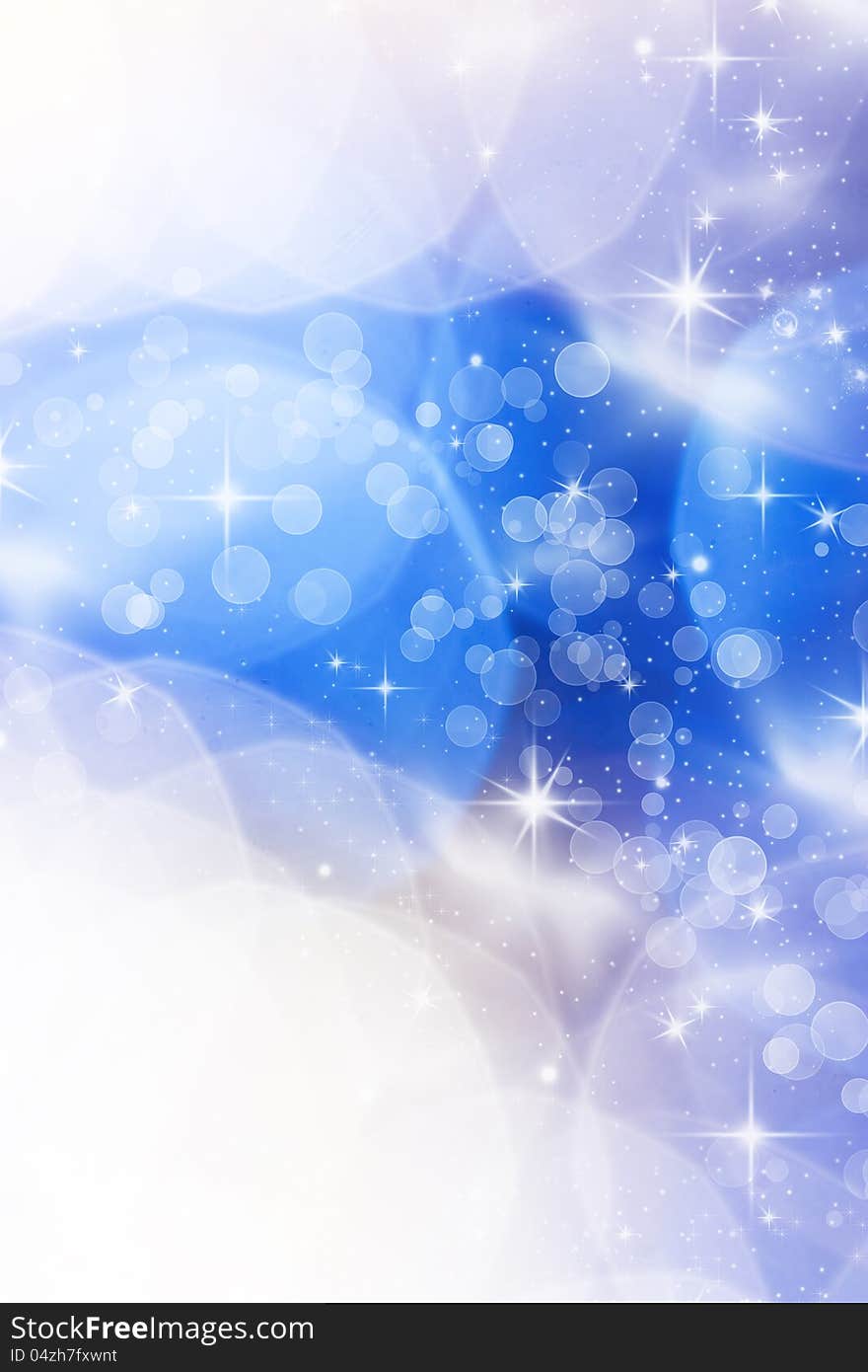 Blue abstract Christmas background with white snowflakes