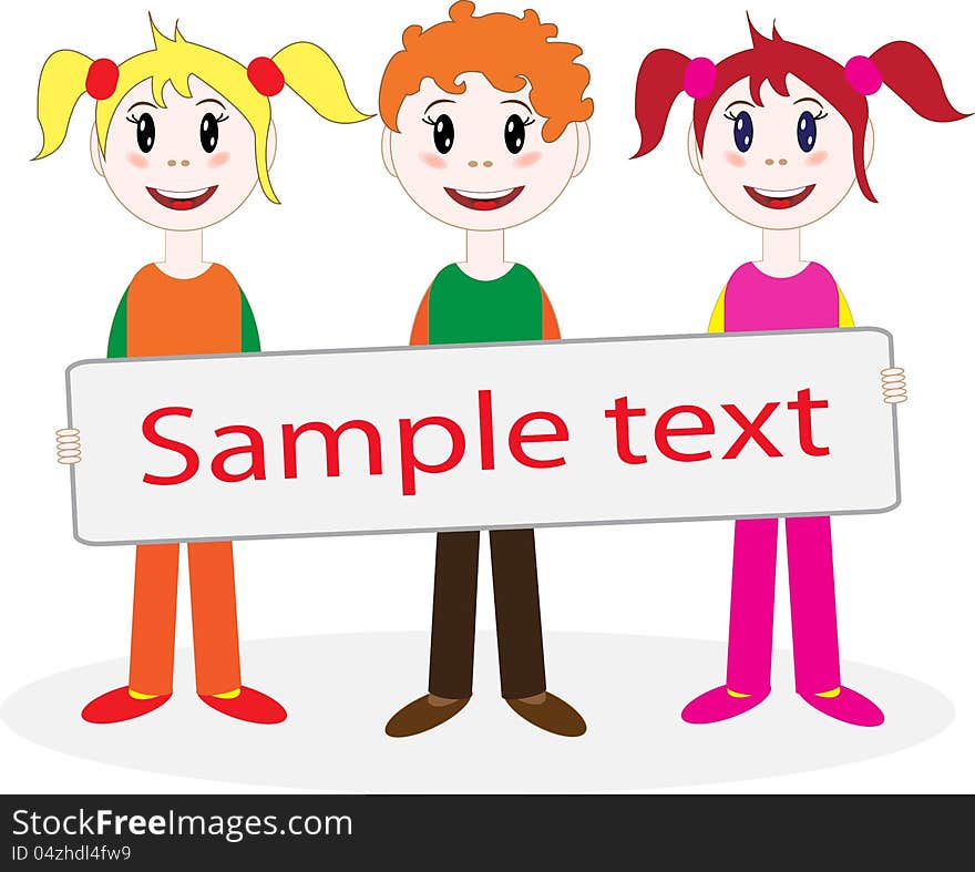 Stock Illustration - children hold posters