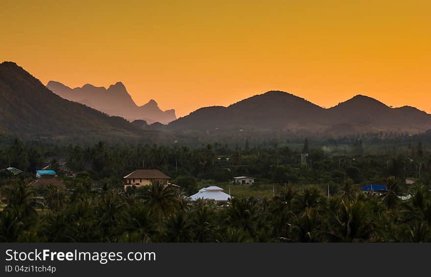 Landscape of the valleys after sunset. Landscape of the valleys after sunset