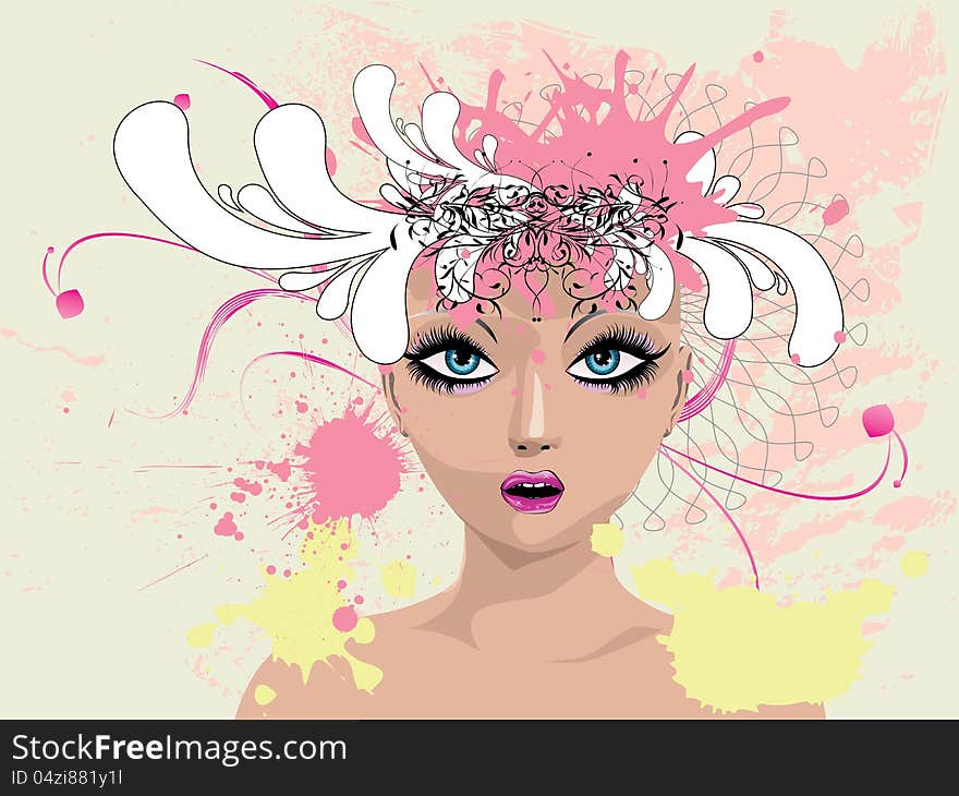 Illustration of abstract creative fashion portrait with floral. Illustration of abstract creative fashion portrait with floral.