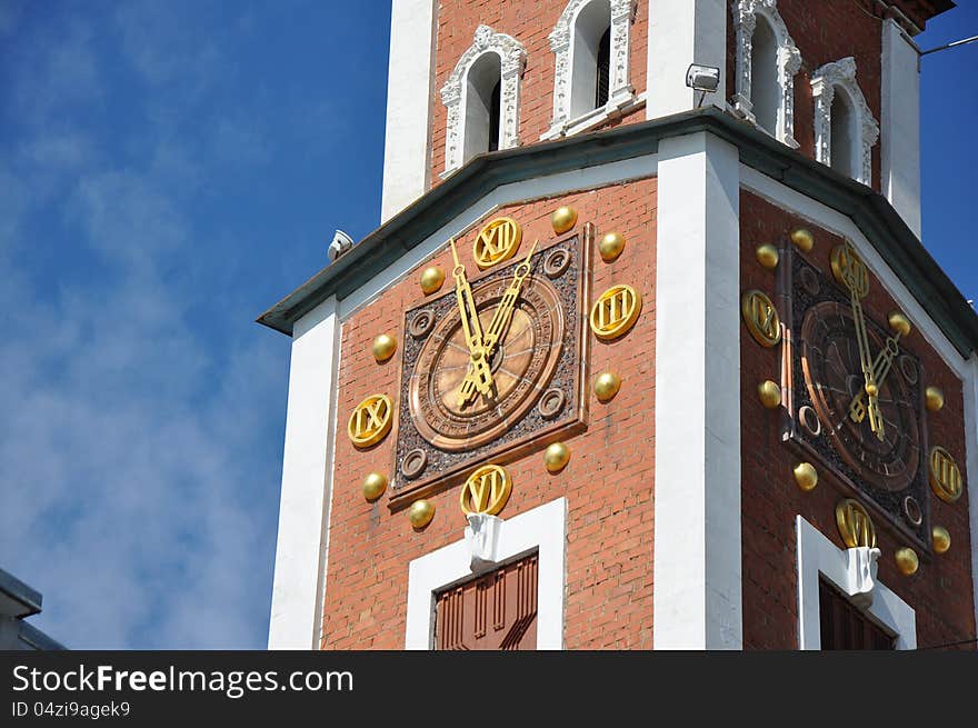 City clock, city of Orenburg, Southern Ural, Russia