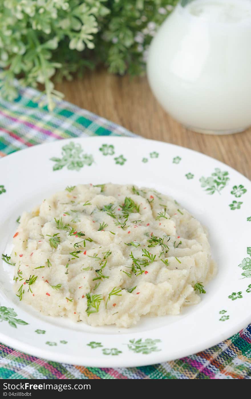 Plate of mashed potatoes and cabbage