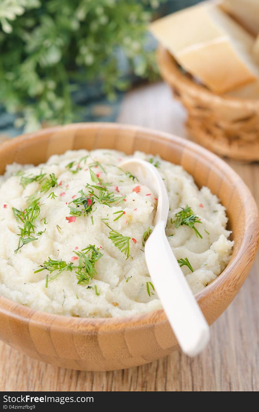 Mashed potatoes and cabbage closeup