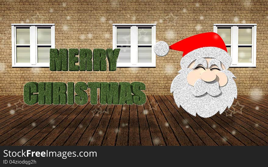 Merry Christmas with Santa Claus in grunge interior room