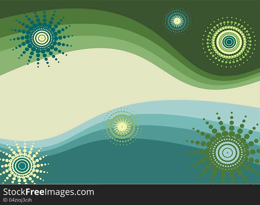 Wave background, green and blue vector illustration