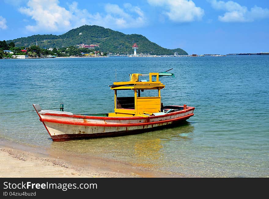 Boat in sea at eastern thailand