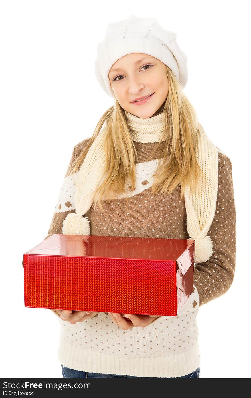 Girl holding a box