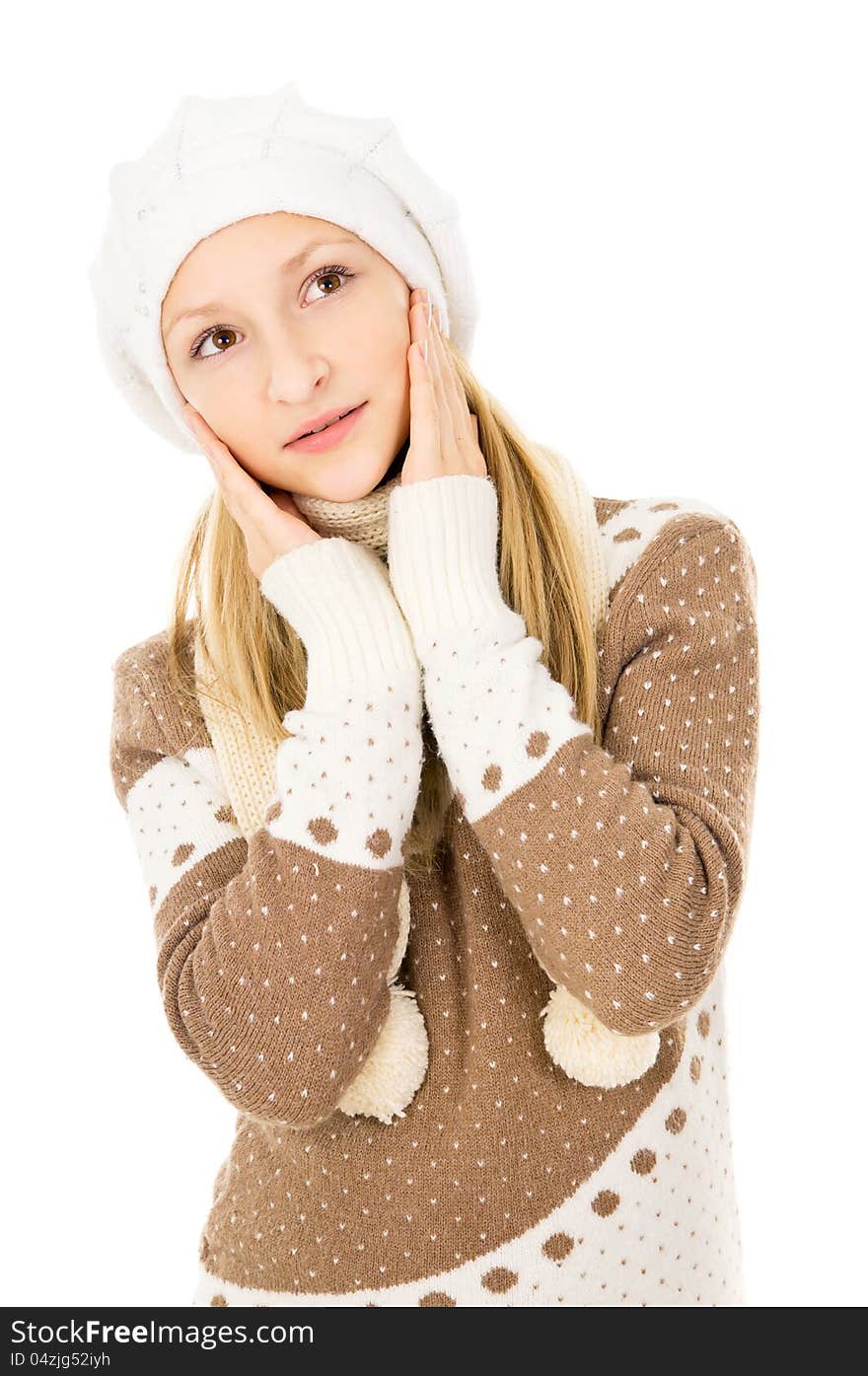 Girl in winter hat and scarf. Girl in winter hat and scarf