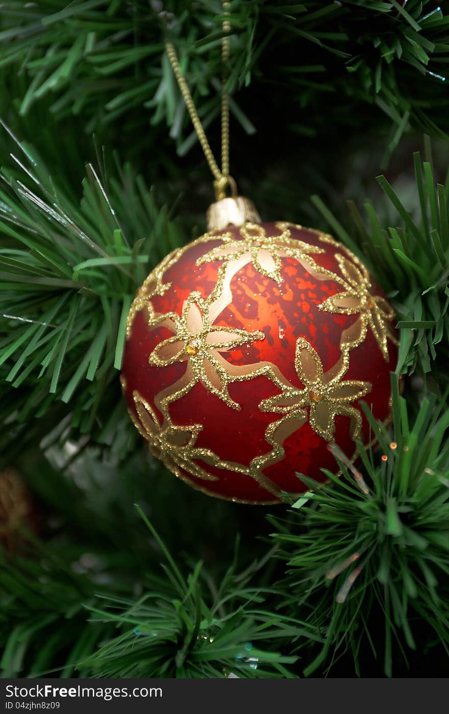 Christmas Tree Ornament .Christmas bauble on background tree