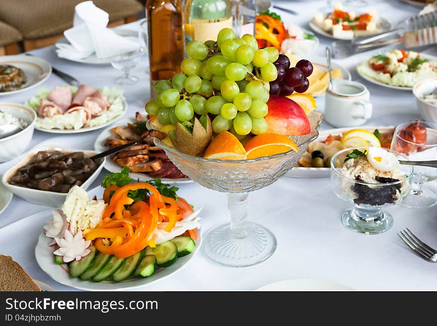 Fruit in a vase on the holiday table