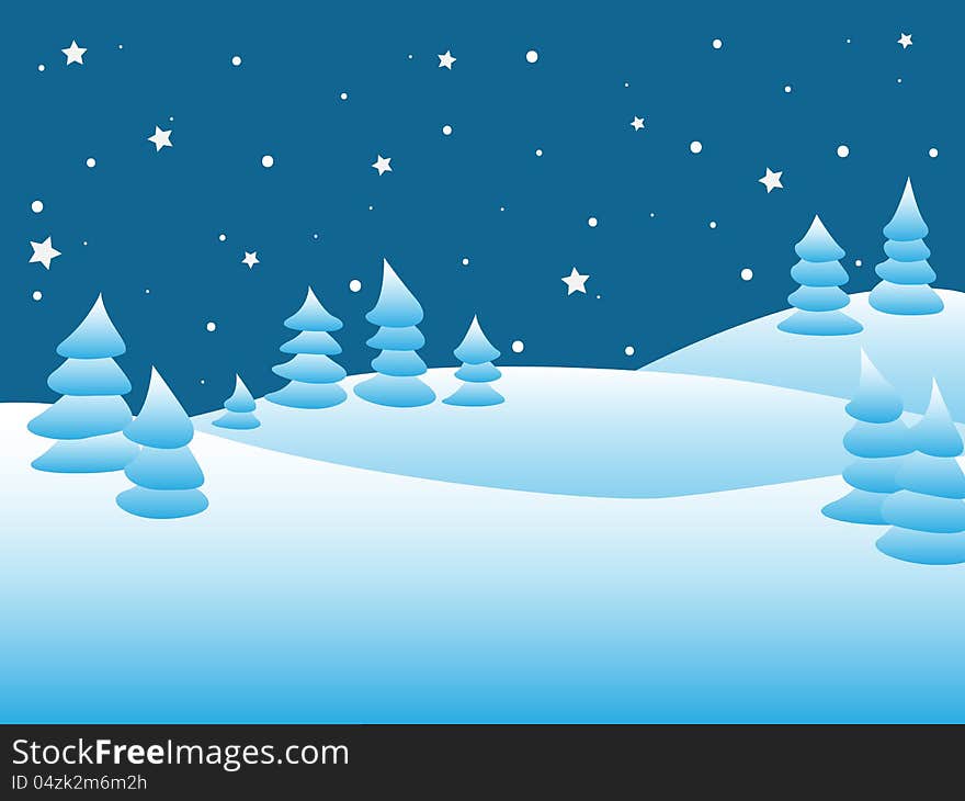 Vector winter nature background with tree. Vector winter nature background with tree