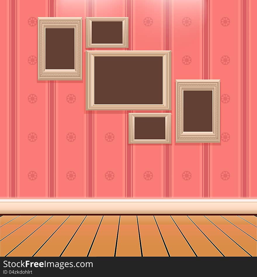 Wooden frames on the wall