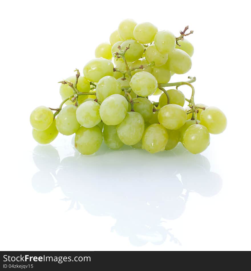 Picture of a green grapes on a white, isolated background. Picture of a green grapes on a white, isolated background