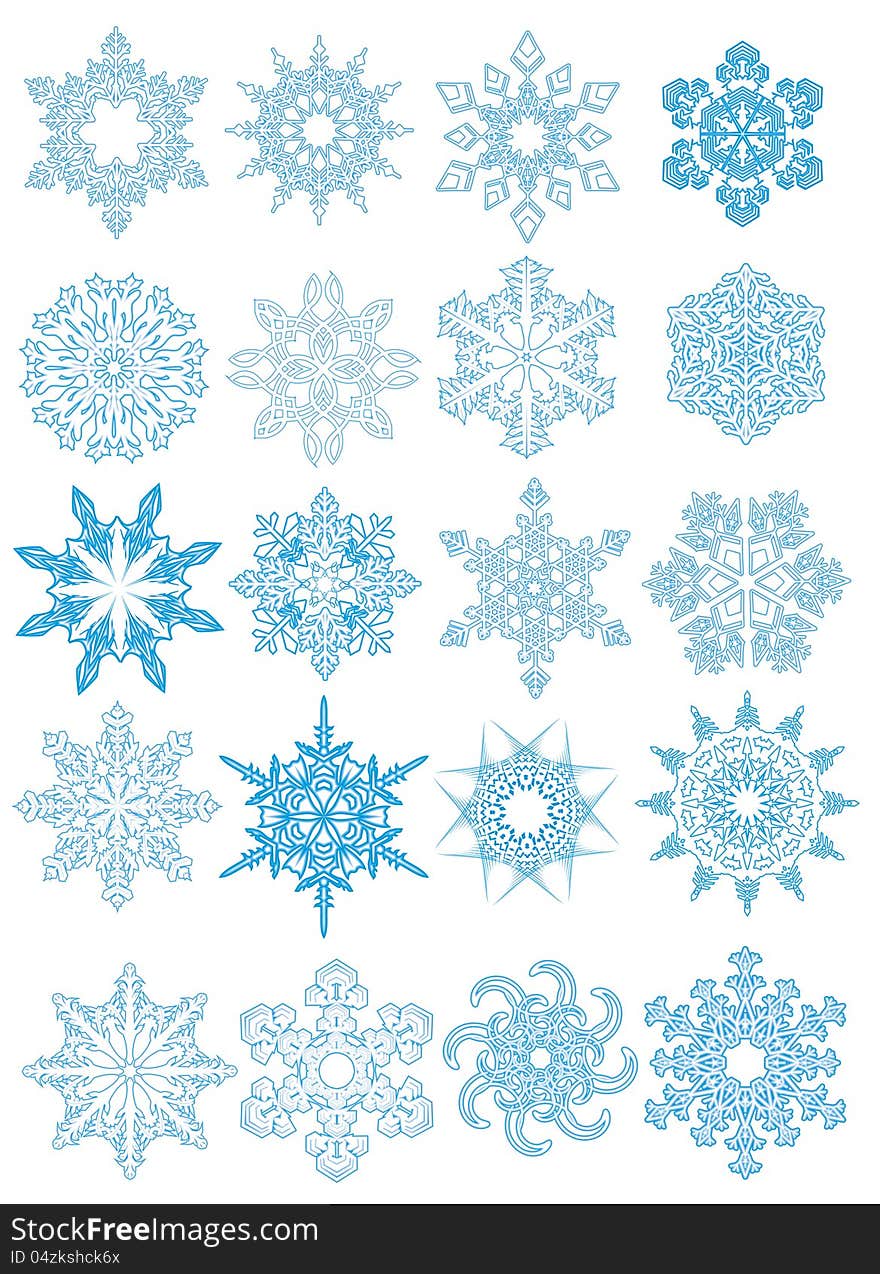 Snowflakes, decorative snowflake set, beautiful snowflakes set. Snowflakes, decorative snowflake set, beautiful snowflakes set