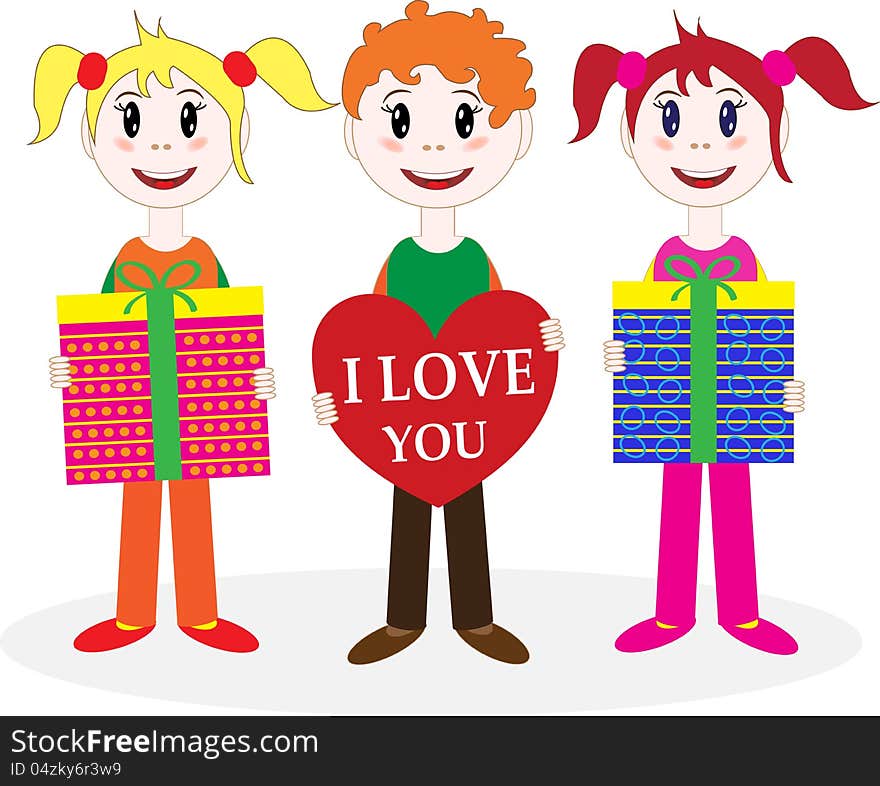 Stock Photo - Children holding gifts. Stock Photo - Children holding gifts