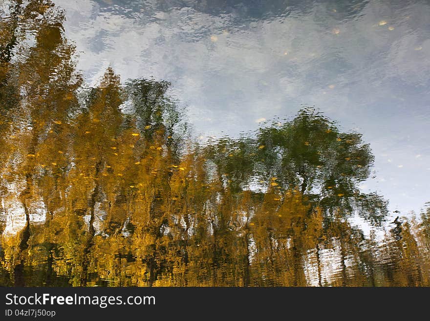 Abstract landscape reflection in ripple lake water. Abstract landscape reflection in ripple lake water