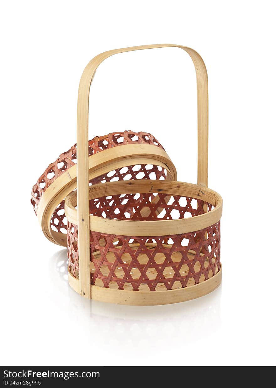 Bamboo Basket Isolates On White