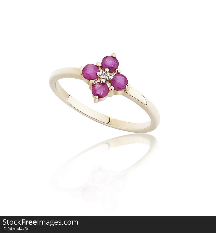 Ruby Ring On Golded Body Shape