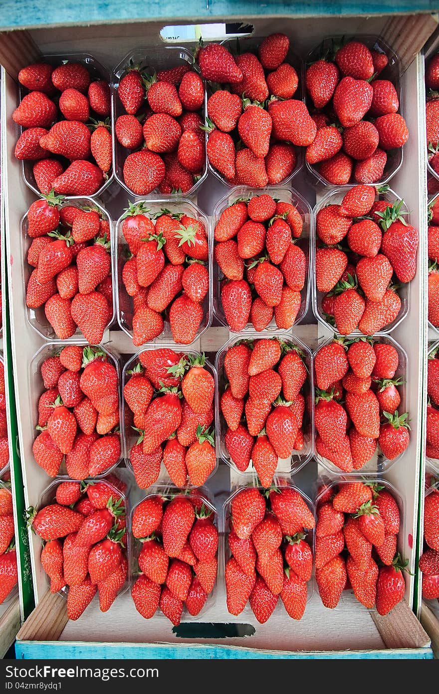 Strawberries in a box in france province